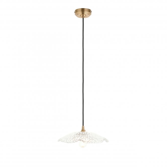 Eltham Brass & Black Suspension with Orchid Glass Shade