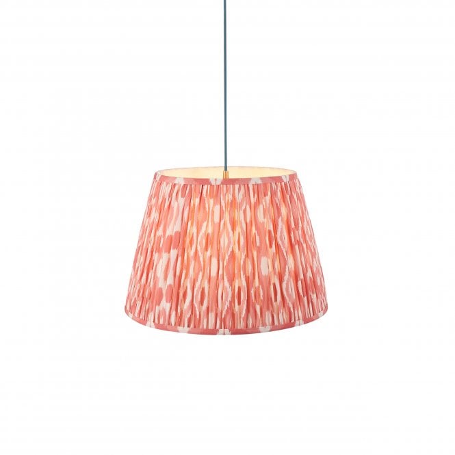 Eltham Brass & Blue Suspension with Coral Pink Ikat Shade