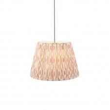 brass & blue suspension with neutral ikat pattern shade