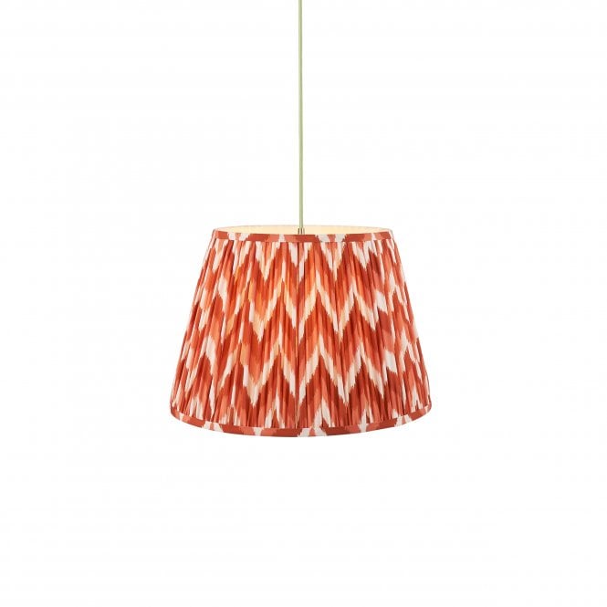 Eltham Brass & Green Suspension with Apricot Zigzag Shade