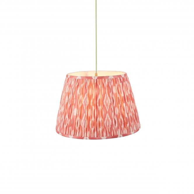 Eltham Brass & Green Suspension with Coral Pink Ikat Shade
