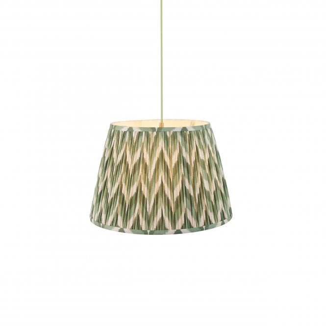 Eltham Brass & Green Suspension with Cotswold Green Zigzag Shade
