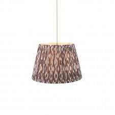 brass & green suspension with grey ikat pattern shade