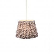 brass & green pendant with grey leaf patterned shade