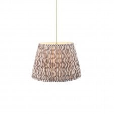 brass and green pendant with grey ripple pattern shade