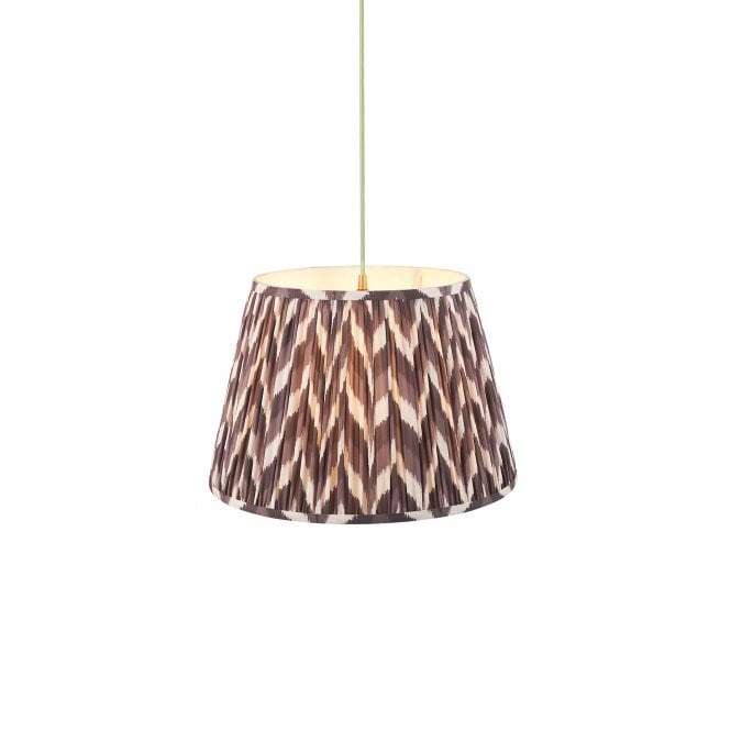 Eltham Brass & Green Suspension with Pearl Grey Zigzag Shade