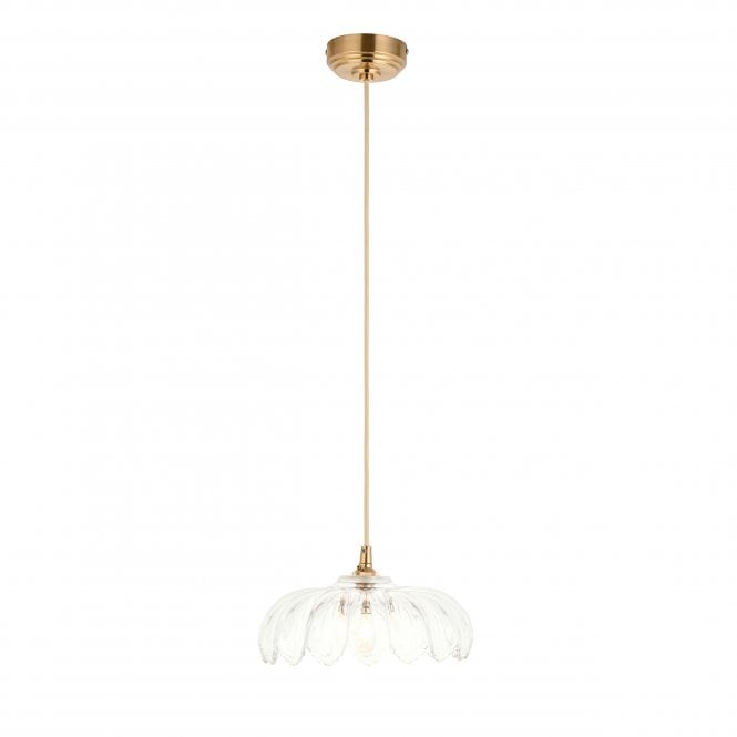 Eltham Brass & Natural Suspension with Camellia Glass Shade