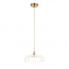 brass ceiling pendant with scalloped glass shade