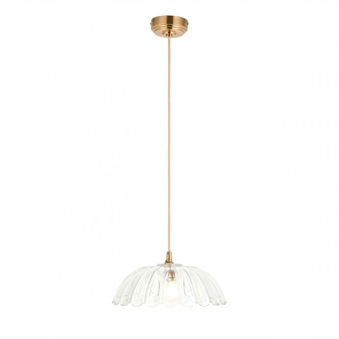 Eltham Brass & Natural Suspension with Carnation Glass Shade