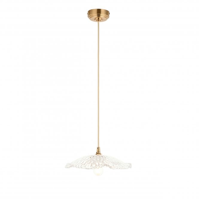 Eltham Brass & Natural Suspension with Orchid Glass Shade