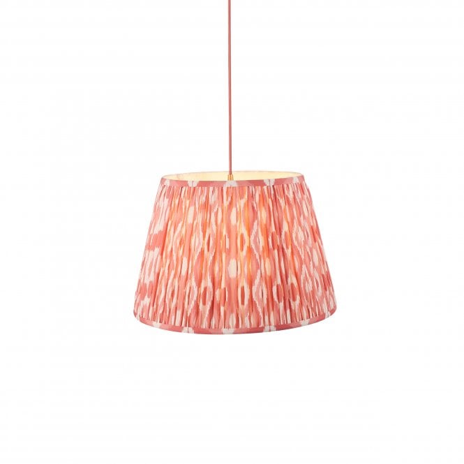 Eltham Brass & Red Suspension with Coral Pink Ikat Shade
