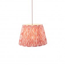 brass and red suspension with pink ikat pattern shade