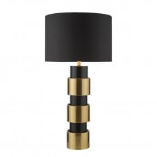 black and gold table lamp with black shade