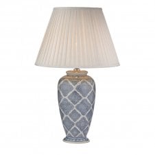 ELY pale blue and white geometric table lamp base (no shade)
