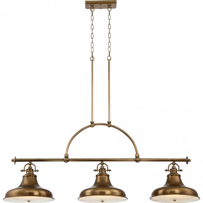 EMERY weathered brass 3 light pendant bar