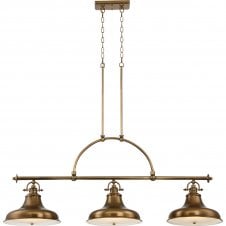 EMERY weathered brass 3 light pendant bar