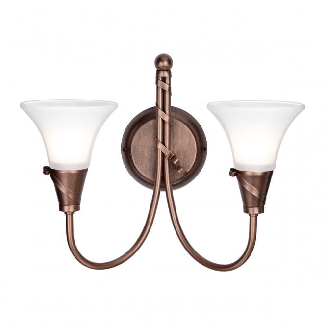 EMILY Double Wall Light Copper with Opal Glass Shades