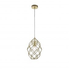 EMMA polished brass angular cage frame ceiling pendant (curved cylinder)