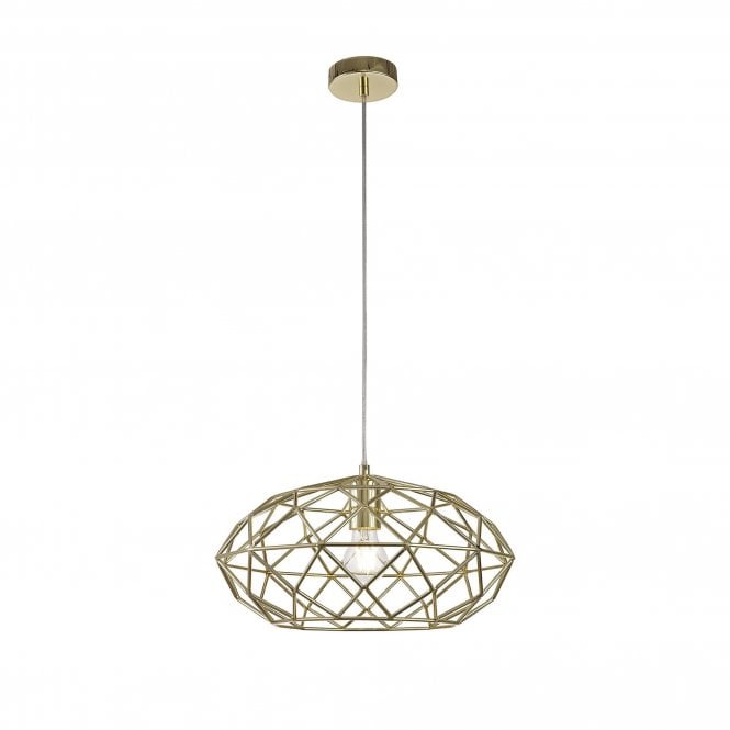 EMMA Polished Brass wire frame ceiling pendant light (elliptical)