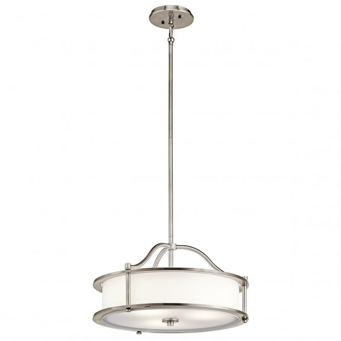 EMORY 3 light ceiling pendant in classic pewter with fabric shade