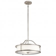 EMORY 3 light ceiling pendant in classic pewter with fabric shade