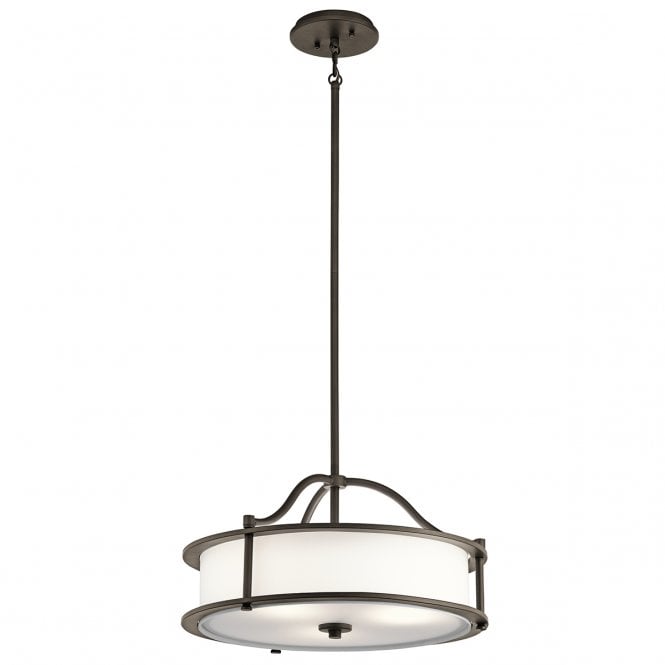 EMORY 3 light ceiling pendant in old bronze with fabric shade