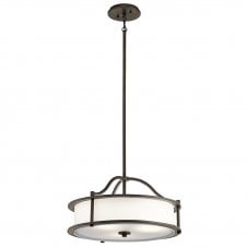 EMORY 3 light ceiling pendant in old bronze with fabric shade