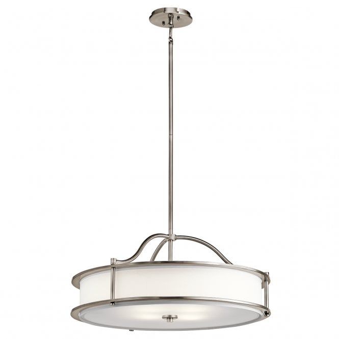 EMORY 4 light ceiling pendant in classic pewter with fabric shade