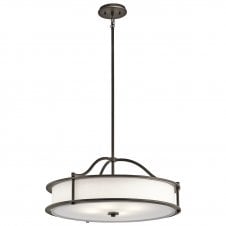 EMORY 4 light ceiling pendant in old bronze with fabric shade