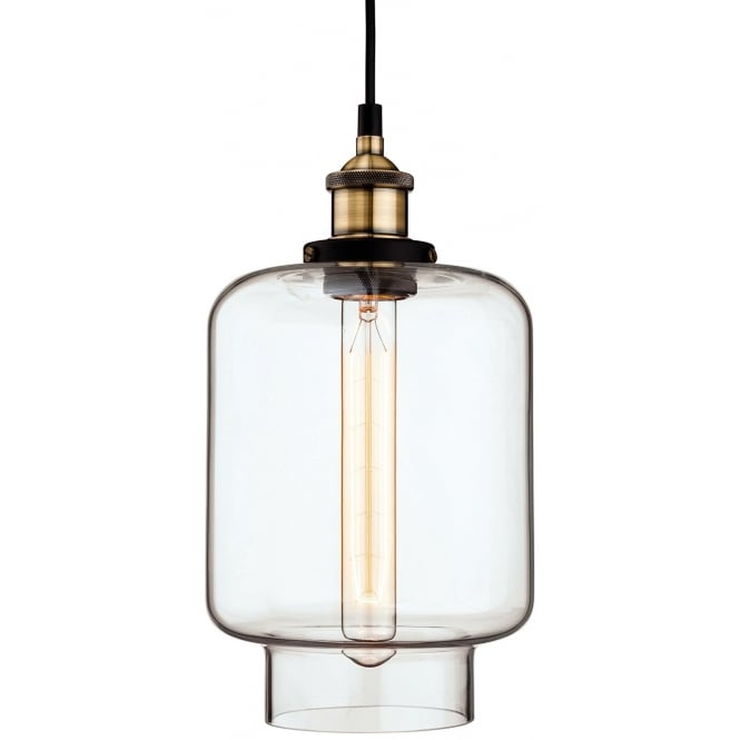 EMPIRE antique brass and clear glass ceiling pendant