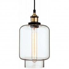 EMPIRE antique brass and clear glass ceiling pendant