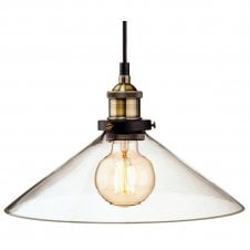 EMPIRE antique brass and clear glass coolie ceiling pendant