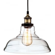 vintage antique brass and clear glass pendant light