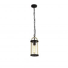 ENDURA Ceiling Pendant IP54 Black with Gold and Clear Glass Shade
