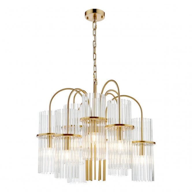 Eniola 9 Light Pendant Natural Brass and Glass