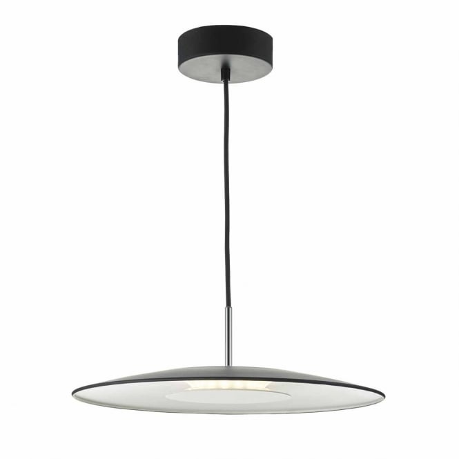 ENOCH contemporary black and satin chrome LED ceiling pendant