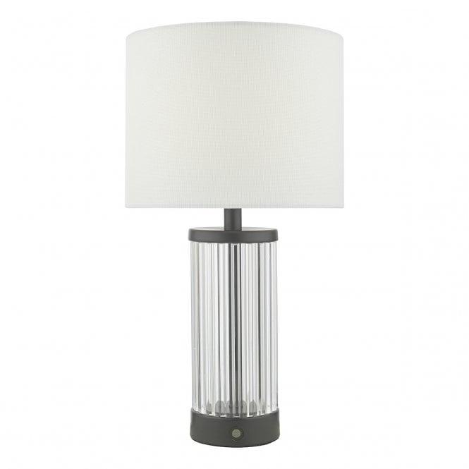 Enrico Rechargeable Table Lamp Satin Black and Glass With Shade LED