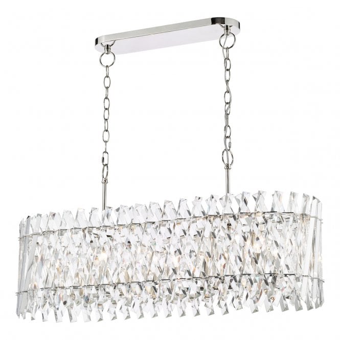 Entwine 10 Light Bar Pendant in Polished Nickel and Crystal