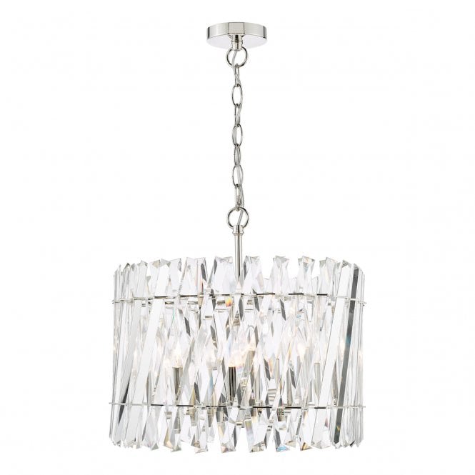Entwine 6 Light Pendant in Polished Nickel and Crystal
