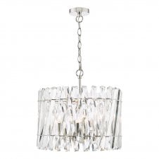 Polished Nickel and Crystal ceiling pendant