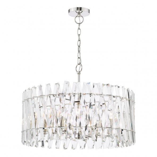 Entwine 8 Light Pendant in Polished Nickel and Crystal