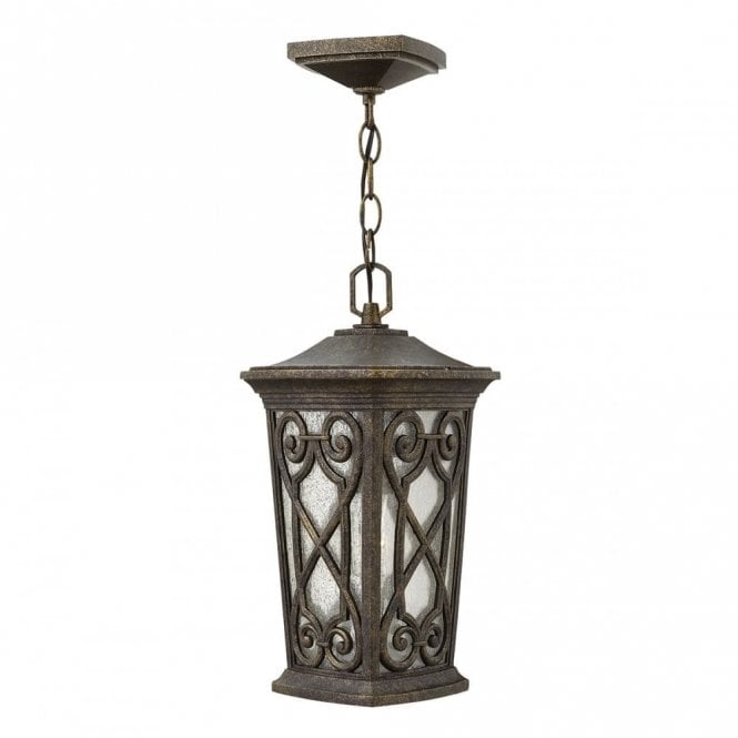 ENZO traditional exterior chain lantern in a rich Autumn finish