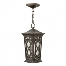 ENZO traditional exterior chain lantern in a rich Autumn finish