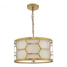 EPSTEIN 3 Light Ceiling Pendant Gold & Ivory Honeycomb
