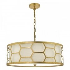 EPSTEIN 4lt gold ceiling pendant with ivory inner shade