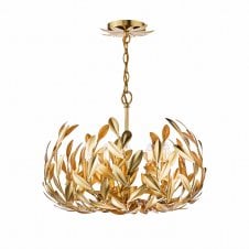5 light gold leaf pendant