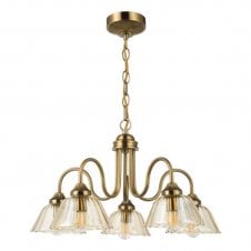 Erika 5 Light Ceiling Pendant Antique Bronze with Amber Glass Shades