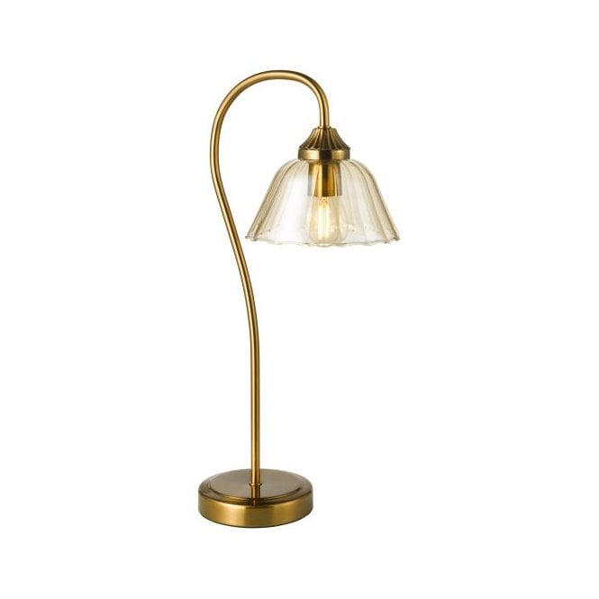 Erika Table Lamp Antique Bronze with Amber Glass Shade