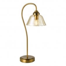 Erika Table Lamp Antique Bronze with Amber Glass Shade