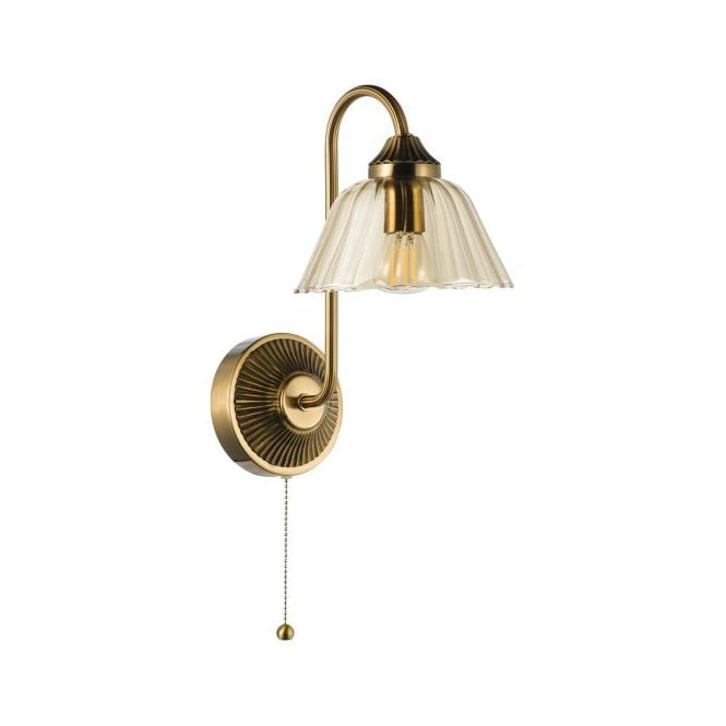 Erika Wall Light Antique Bronze with Amber Glass Shade
